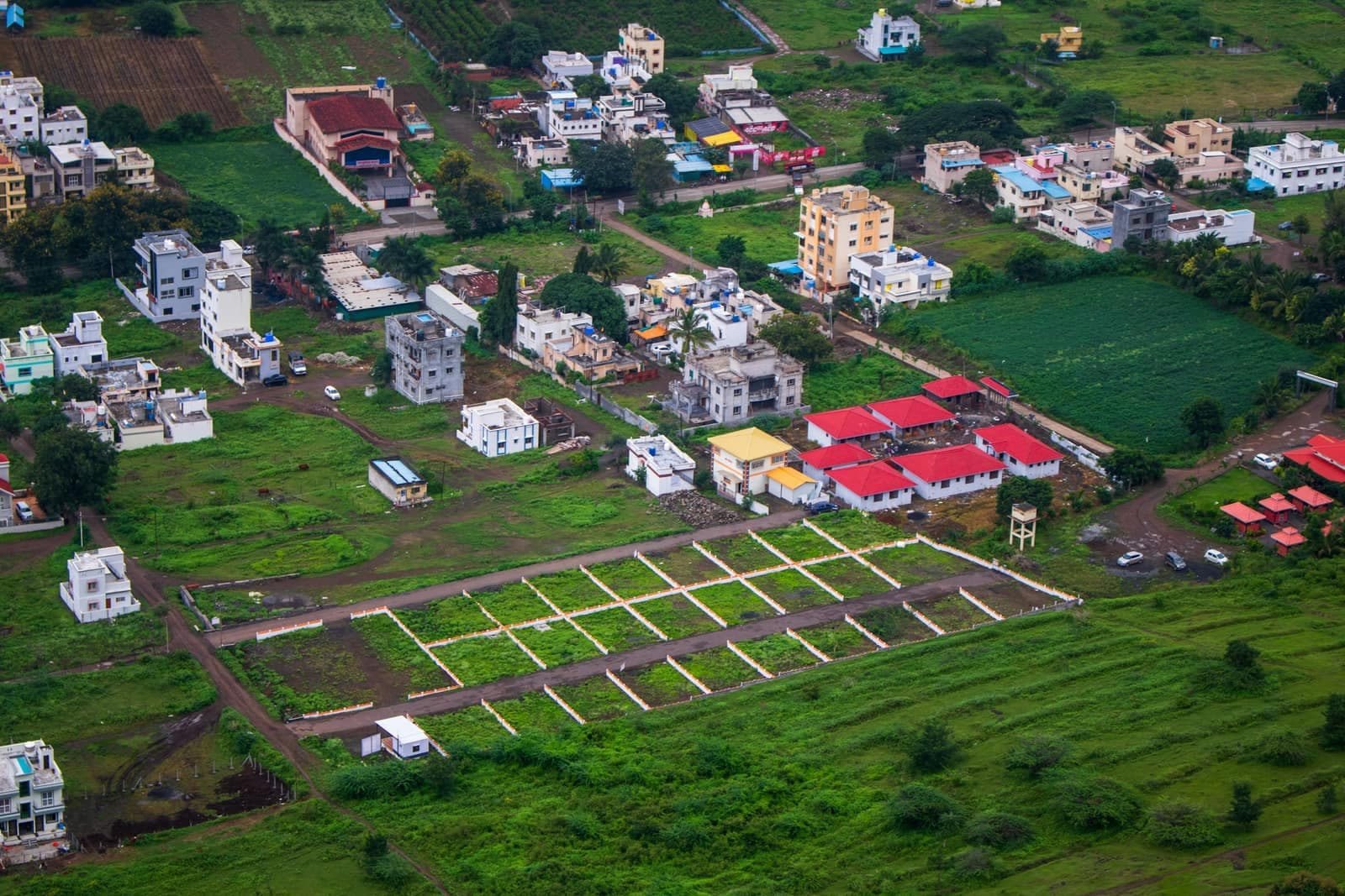 Representative image for Durga Residency, Katha Baghpat: aerial view of a plotted residential layout